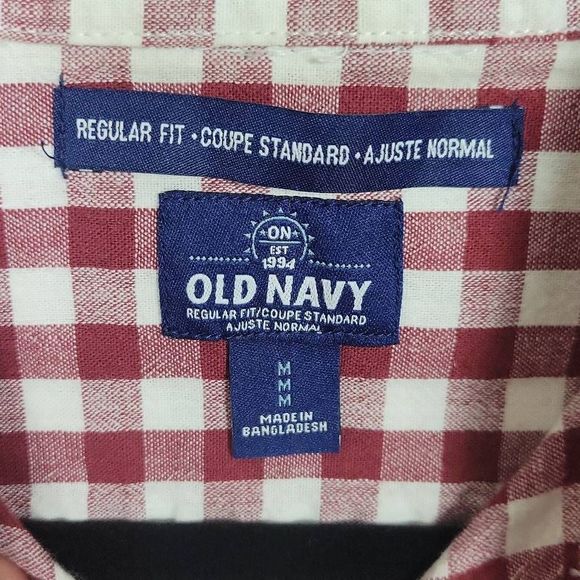 ON Regular Fit Red Gingham Button-down, Size Medium - Picture 2 of 5